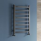 (H50) 800x500mm Black Nickel Square Rail Ladder Towel Radiator. RRP £369.99. Our expertly eng...