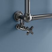 (Z139) Traditional Angled Crosshead Radiator Valve in Black Nickel - 15mm Structured with flex...
