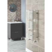 (Z225) 900x400mm CURVED D-BAR TOWEL RADIATOR WHITE. High quality powder-coated steel construct...