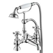 (AA147) Cambridge Traditional Bath Mixer Tap & Handheld Shower. Chrome Plated Solid Brass Clas...