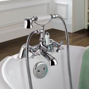 (AA175) Loxley Traditional Bath Mixer Tap with Hand Held Shower Chrome Plated Solid Brass Tradi...