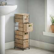 (AA187) 4 Tier Seagrass Drawer Unit 4 tier seagrass storage basket unit - ideal for storing a...