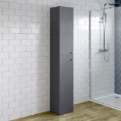 (AA76) 1900x300mm Harper Gloss Grey Tall Storage Cabinet - Floor Standing. RRP £399.99. Our ta...