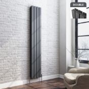 (DD168) 1800x376mm Anthracite Double Flat Panel Vertical Radiator. RRP £399.99. Ultra-modern i...