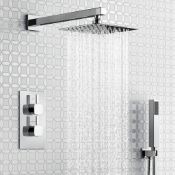 (AA124) Square Concealed Thermostatic Mixer Shower Kit & Medium Head. RRP £349.99. Family frie...