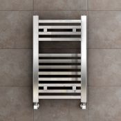 (AA90) 650x400mm Chrome Square Rail Ladder Towel Radiator. RRP £229.99. Enjoy the convenient d...