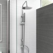 (AA144) 200mm Round Head, Riser Rail & Handheld Kit. Quality stainless steel shower head with ...