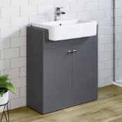 (AA27) 660mm Dayton Gloss Grey Sink Vanity Unit - Floor Standing. RRP £574.99. COMES COMPLETE ...