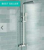 (CC167) Square Exposed Thermostatic Bathroom Shower Kit Large Head & Handheld. RRP £349.99. Fa...