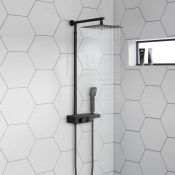 (CC170) Matte Black Square Thermostatic Bar Mixer Shower Set Valve with Shelf 10