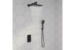 (AA101) Matte Black Square Concealed Thermostatic Mixer Shower Kit & Large Head. RRP £349.99. ...