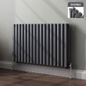 (CC10) 600x1020mm Anthracite Double Panel Oval Tube Horizontal Radiator. RRP £569.99. Made fro...