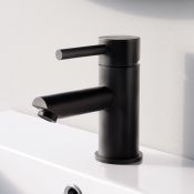 (CC97) Iker Black Sink Mixer Tap. Contemporary urban matte black finish 1/4 turn solid brass v...