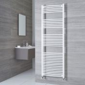 (Z226) 1600x600mm White Curved Heated Towel Rail.The Milano Calder curved heated towel rail is ...