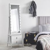 (CC152) White LED Storage Mirror with Drawers Full length mirror framed by 22 LED lights and f...