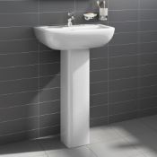 (CC113) Short Projection Sink & Pedestal - Single Tap Hole Made from White Vitreous China and ...