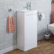 (CP31) 400mm Denver White Right Hand Cloakroom Vanity Unit - Floorstanding. RRP £399.99.Comes ...
