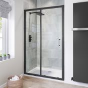 (AA45) 1000mm - 6mm Black Frame Sliding Shower Door. RRP £388.99. Stylish matte black finish f...
