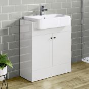 (H116) 660mm Harper Gloss White Sink Vanity Unit - Floor Standing. Basin not included. Expert...