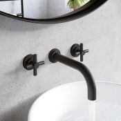 (CC60) Austin Crosshead Black Wall Mounted Basin Tap. Luxurious sleek matte finish Manufactured...