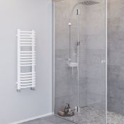 (XX89) 900x300mm Curved D-Bar Towel Ladder Radiator White. High quality powder-coated steel co...