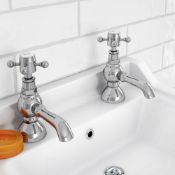 (CC61) Chatsworth Traditional Crosshead Pillar Basin Taps. A pair of traditional Chatsworth 192...