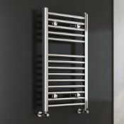 (RK51) 800x450mm - 25mm Tubes - Chrome Heated Straight Rail Ladder Towel Radiators. RRP £186.9...
