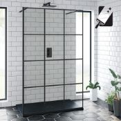 (QQ120) 1200mm Shoji Crittall Black Walk In Shower Screen. RRP £499.99.8mm EasyClean glass - ...