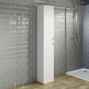 (QQ31) 1900x300mm Harper Gloss White Tall Storage Cabinet - Floor Standing. RRP £399.99. Our t...