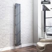(CC91) 1600x228mm Anthracite Single Flat Panel Vertical Radiator. RRP £239.99. Made from high ...