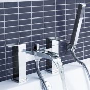 (QQ105) Niagra II Waterfall Bath Mixer Tap with Handheld Shower. Chrome Plated Solid Brass 1/4...