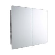 (QQ116) 800x600mm Curved Double Door Liberty Stainless Steel Mirror Cabinet. RRP £259.99. Made...