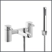 (QQ62) Avon Bath Mixer Tap & Handheld Shower Head. Chrome Plated Solid Brass 1/4 turn solid b...