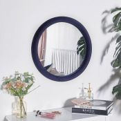(CC75) Navy Blue Velvet Wall Mirror. Add some classy, contemporary appeal to any space with th...