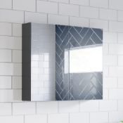 (QQ115) 667mm Harper Gloss Grey Double Door Mirror Cabinet. RRP £299.99. Part of our Flat Pack...