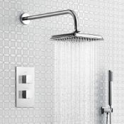 (QQ123) Square Concealed Thermostatic Mixer Shower Kit & Medium Head. RRP £349.99. Enjoy the m...