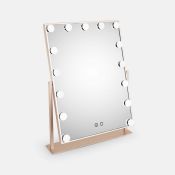 (QQ74) Champagne Hollywood Mirror Framed by 15 LED lights to offer illumination from every ang...