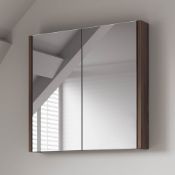 (RK200) 600mm Walnut Effect Double Door Mirror Cabinet Sleek contemporary design Double door op...