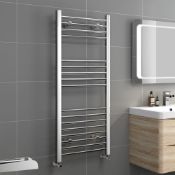 (TT121) 1000x300mm - Chrome Heated Straight Towel Rail Ladder Radiator - 20mm Tubes. RRP £224....