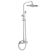 (QQ122) Square Exposed Thermostatic Shower Kit & Head. RRP £299.99. Curved features and contem...