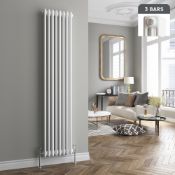 (CP84) 1800x380mm Triple Designer radiator Roma Round Vertical White. RRP £545.99. Made from...