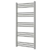 (QW116) 1100x500mm Chrome Heated Straight Rail Ladder Towel Radiator. RRP £156.99. This