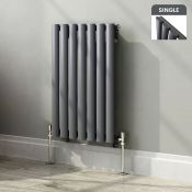 (CC158) 600x420mm Anthracite Single Panel Oval Tube Horizontal Radiator. RRP £299.99. Made fro...