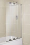 (JL113) 850mm Seine Straight 4 panel Frameless folding bath screen . RRP £210.60. This alumi...
