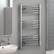 (JL88) 1100x500mm - 20mm Tubes - Chrome Curved Rail Ladder Towel Radiator. RRP £199.99. Our Na...