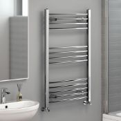(AA133) 1100x500mm - 20mm Tubes - Chrome Curved Rail Ladder Towel Radiator. RRP £199.99. Thi...