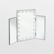 (QQ73) Trifold Mirror with Warm LED Lights Large centre mirror with adjustable side mirrors