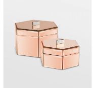 (JL53) Rose Gold Mirrored Trinket Boxes - Set Of 2 Keep your space neat and tidy and your