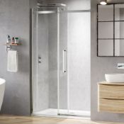 (QP181) 1400mm - 8mm Designer Frameless EasyClean Sliding Shower Door. RRP £473.99.8mm EasyCle... (