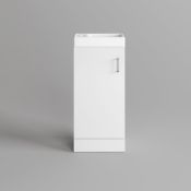 (QP195) 400mm PORTLAND GLOSS WHITE SLIMLINE BASIN UNIT - FLOOR STANDING. RRP £199.99. Comes co... (